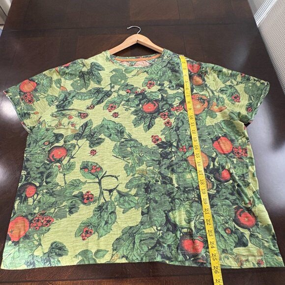 We The Free Sunshade Tee Slub Top Green Novelty Botanical Print Sz L Boho - Picture 7 of 9